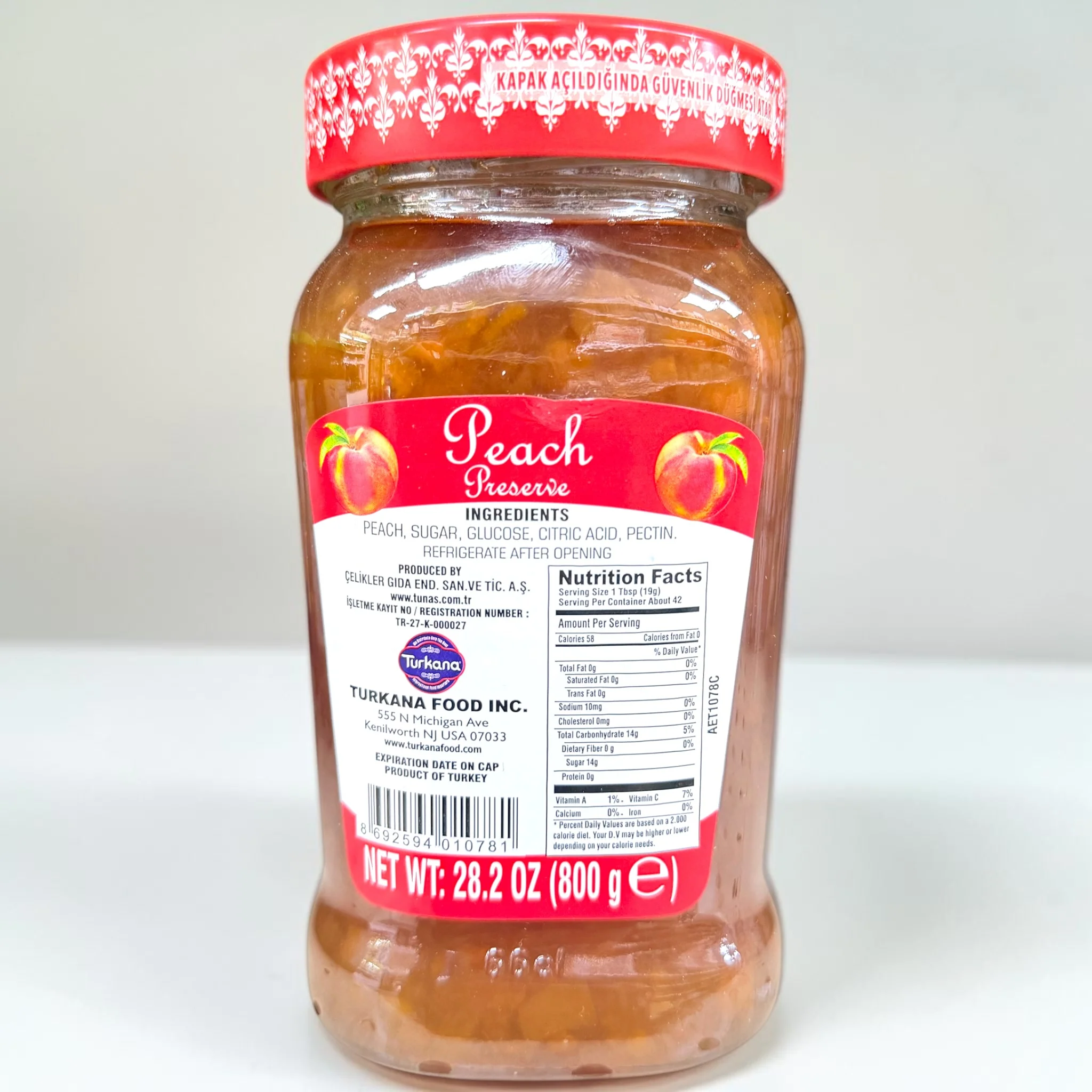 Tunas Peach Preserve 800g - Turkish jam - Image 2