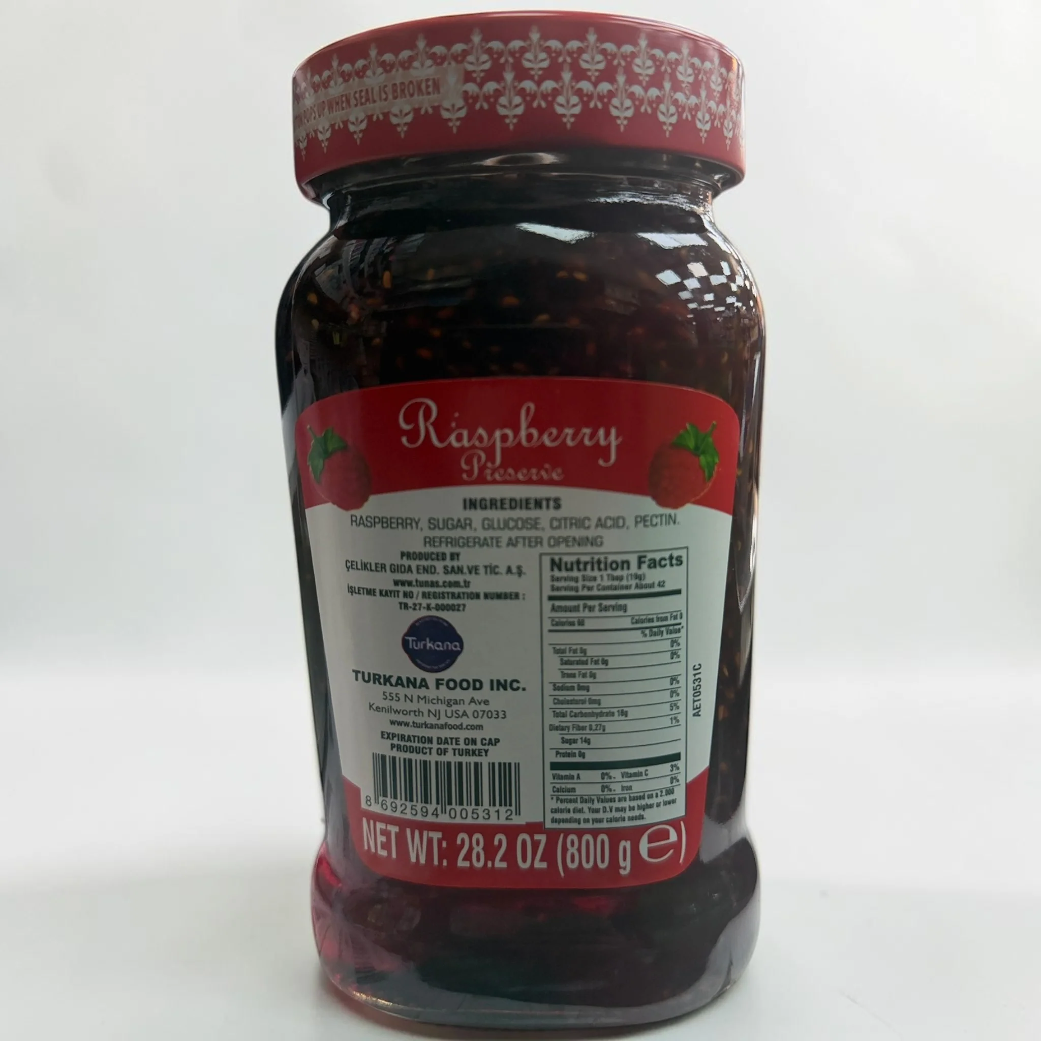 Tunas Raspberry Preserve 800g - Turkish Fruit Spread Jam - Image 2