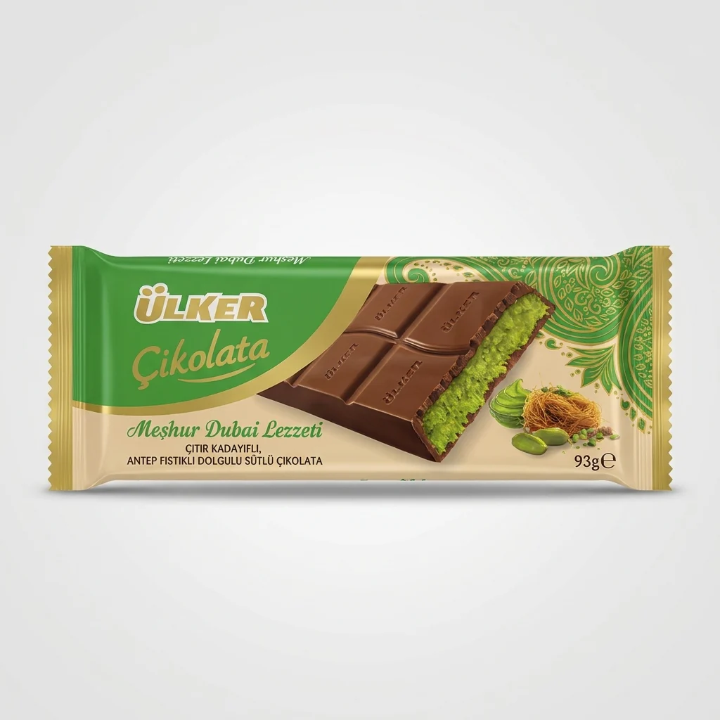 Ülker Çikolata Dubai Pistachio Chocolate 93g - Turkish Milk Chocolate