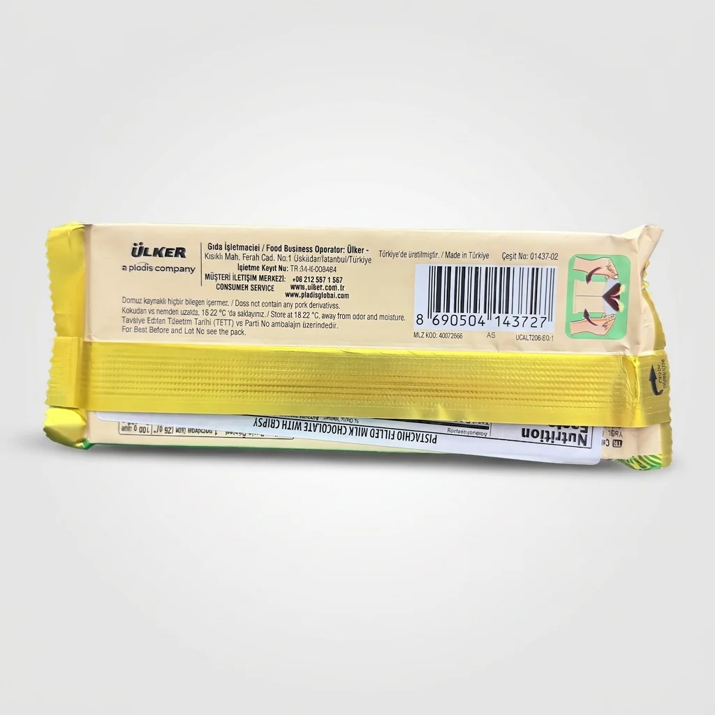 Ülker Çikolata Dubai Pistachio Chocolate 93g - Turkish Milk Chocolate - Image 2