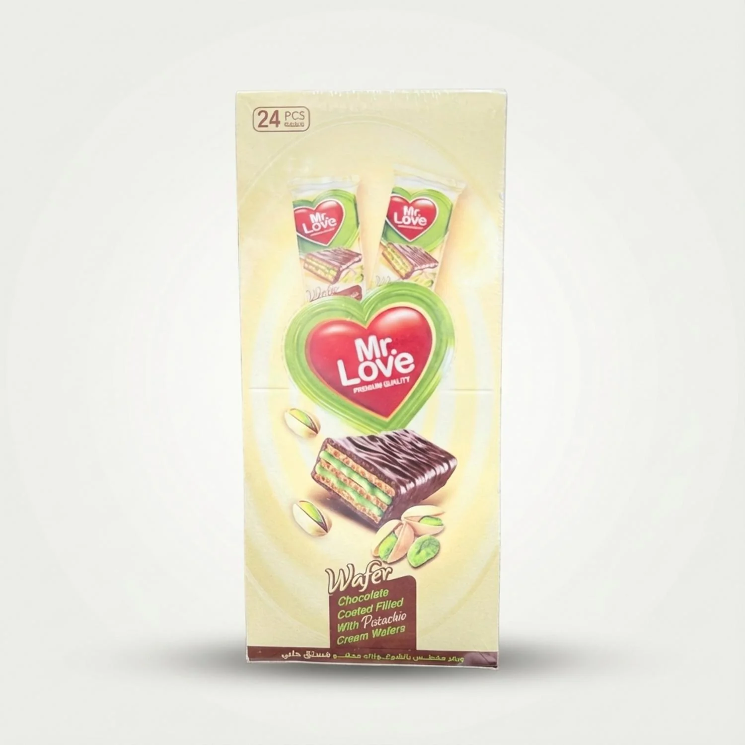 Wafer - Chocolate Pistachio Cream by Mr. Love box of 24 (400g)