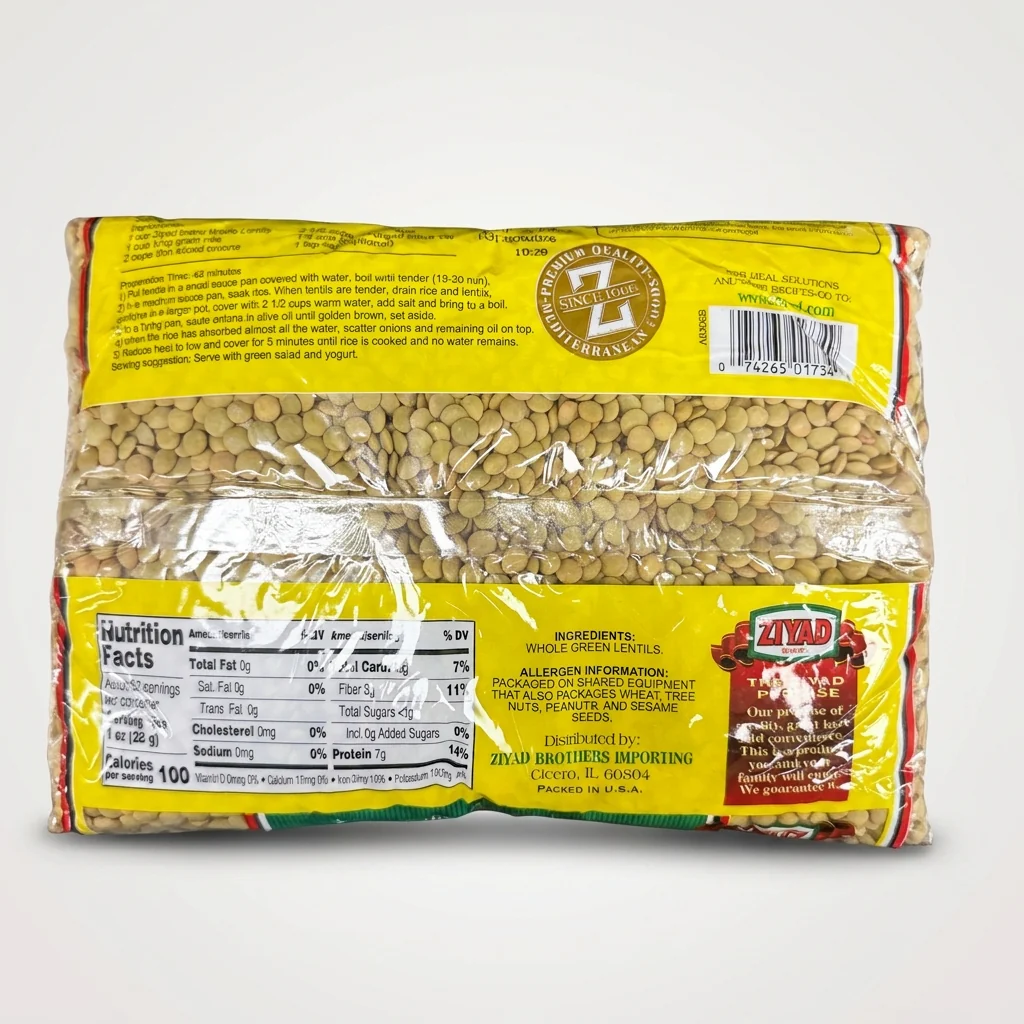 Ziyad Large Green Whole Lentils 32 oz - Premium Mediterranean Quality - Image 2