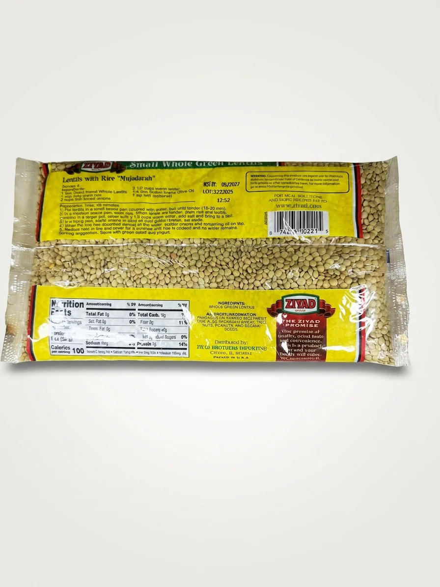 Ziyad Small Green Whole Lentils 16 oz - Premium Quality - Image 2